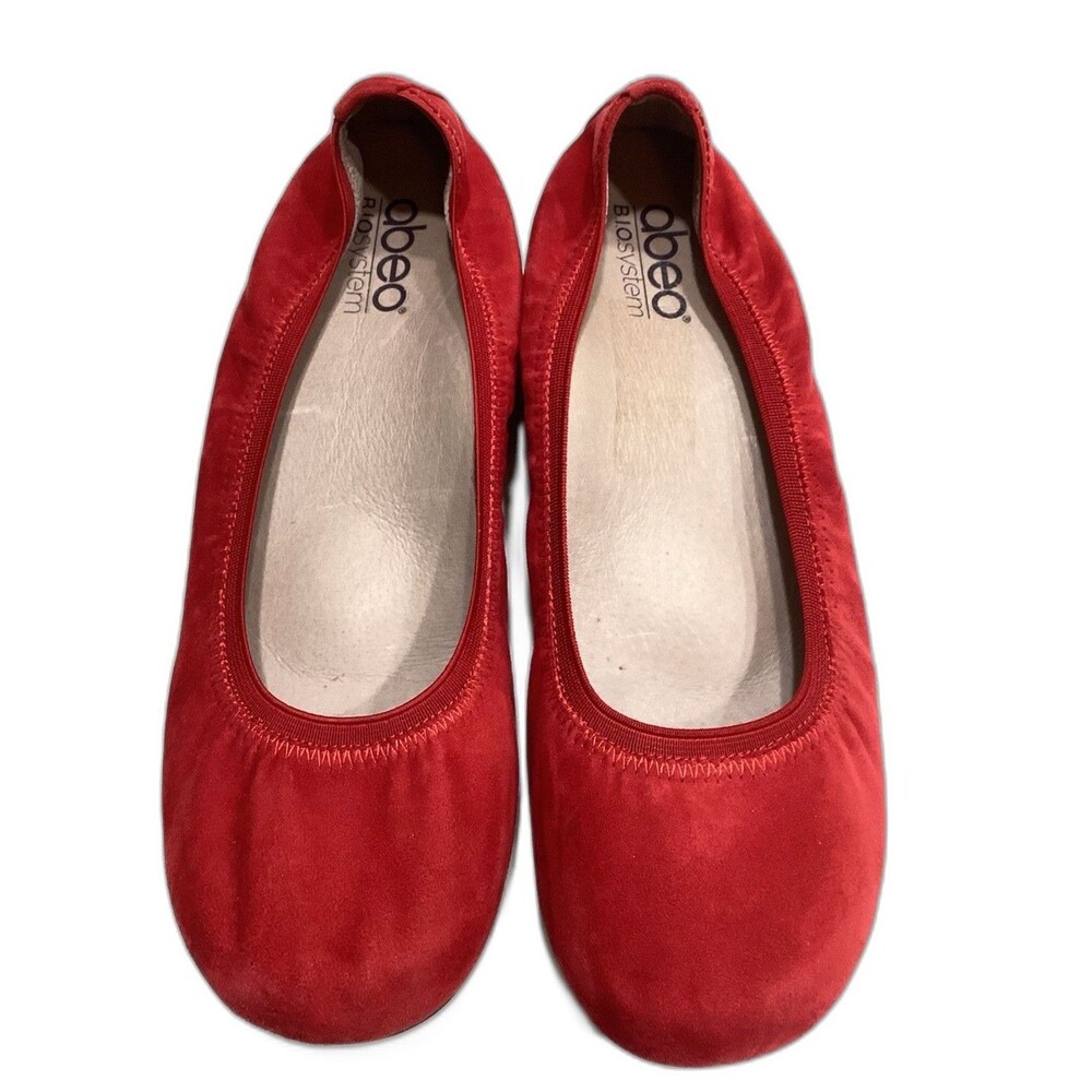 Obeo Tia Bio System Red Suede Leather Ballet Flats Womens 9.5M Comfort Orthotic